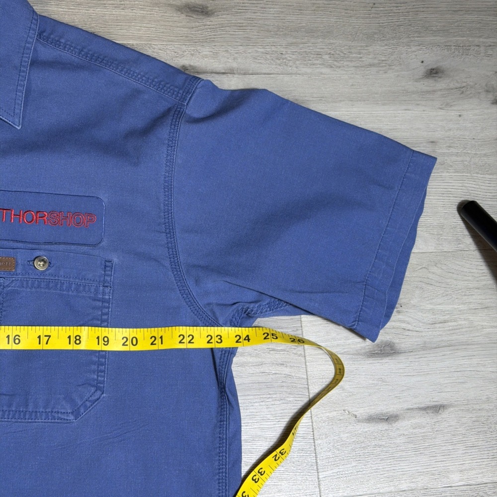 Carhartt‎ L Blue Button Up Work Shirt Thorshop Embroidered Made in Mexico - Picture 7 of 9
